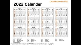 Printable Calendar 2022 One Page [upl. by Altis]