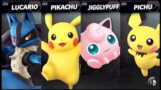 LUCARIO VS PIKACHU VS PICHU VS JIGGLYPUFF  Smash Bros Ultimate [upl. by Coreen673]