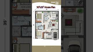 30× 35 House Plan 2BHK 30 by 35 Home Plan 3035 House Design with Car Parking indianstyle [upl. by Rebeh]