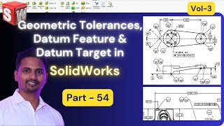 Geometric Tolerances Datum Feature amp Datum Target in SOLIDWORKS DRAWING Tutorial Part 54 [upl. by Ahiel]