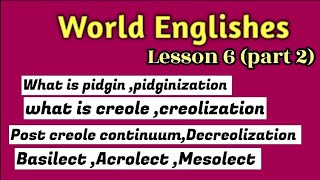 World Englishes Eng 506Lesson 6 part 2Decreolization post creole continuum basilect [upl. by Killarney]