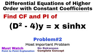 12 CF and PI  Complete Concept amp Problem2 Most Important Differential Equations of Higher Order [upl. by Annawaj791]