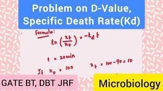 Problem on Specific Death Rate Constant Kd Decimal Reduction Time  DValue  biotechnotebook [upl. by Attej]