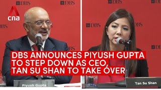 DBS CEO Piyush Gupta to step down Tan Su Shan to take the job  Full press conference [upl. by Aihsekel]