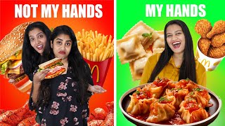 NOT MY HANDS EATING CHALLENGE 🤩  എട്ടിന്റെ പണി കിട്ടി 😂  PULLOTHI [upl. by Rolyak76]