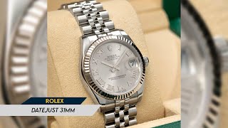 ROLEX Datejust 31mm Roman Numeral Silver Super Jubilee [upl. by Cirdahc]