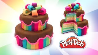 Rainbow Cake Making Dolls Food out of Play Doh Clay DIY Tutorial for Kids [upl. by Guillemette]