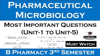 important question of pharmaceutical microbiology  B Pharma 3rd semester  Carewell Pharma [upl. by Richardo]