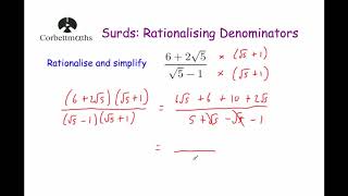 Rationalising Denominators  Corbettmaths [upl. by Neala792]