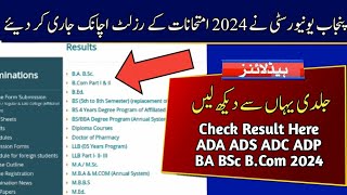 Check 2024 Result of ADA ADS ADC ADP 2024 Exams  Punjab University BA BSc BCom Result 2024 [upl. by Belicia530]