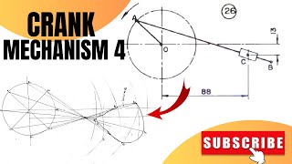 CRANK MECHANISM  Simple link mechanism in technical drawing [upl. by Annawak502]