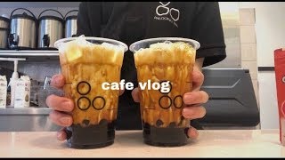 cafe vlog  요즘 유행하는 흑당밀크티 만들고 카페에서 열일하는 일상 [upl. by Namyac]