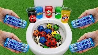 Football VS Popular Sodas  Fruko Coca Cola Fanta Sprite Schweppes and Mentos in the toilet [upl. by Eiznekam]