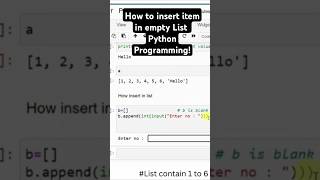 Inserting List in Python Programming  Intelligence Logic shorts ai [upl. by Gerfen393]