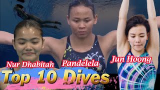 Top 10 World Class Dives from Pandelela Cheong Jun Hoong Nur Dhabitah [upl. by Ilam]