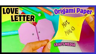 Origami Paper Heart Letter  DIY Valentines Day Ideas  Origami Craft Media [upl. by Heshum]