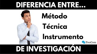 Métodos técnicas e instrumentos de investigación ¿Cuál es la diferencia [upl. by Neersin]