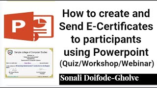 Create ECertificates Using PowerPoint and Send on participants Email Quiz Workshop Webinar [upl. by Sella550]