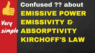 RADIATION 04  Emissive power and Emissivity Absorptive power Kirchhoffs law of thermal radiation [upl. by Corilla800]