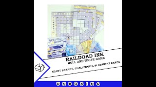 Railroad Ink Giant Board Challenge Card amp Blueprint Cards expansion [upl. by Ynahpit]