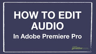 How To Edit Sound In Premiere Pro [upl. by Lenahs]