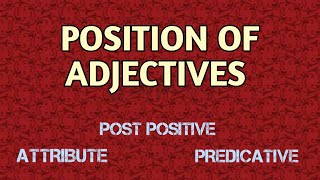 POSITION OF ADJECTIVES IN A SENTENCE  ENGLISH GRAMMAR  STUDY SPOT [upl. by Onahpets]