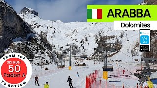 Arabba Italy  ski run 50  Padon A from top to bottom [upl. by Tnarud]