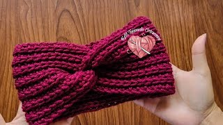 Diadematurbante en punto Inglés a Crochet o Ganchillo paso a paso  Vincha  Turbante  Tiara😍 [upl. by Alansen]