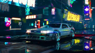 Cyberpunk DeLorean Night City  12 Hours  8K Ultra HD [upl. by Turley]