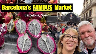 We went to the FAMOUS La Boqueria Market  Las Ramblas Market in Barcelona Spain [upl. by Elwood690]