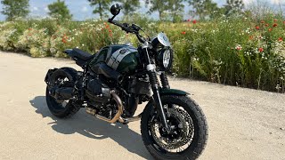 Bmw R ninet Pure custom scrambler  tracker build [upl. by Anirpas]