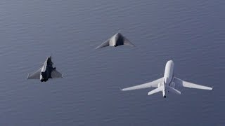 Neuron UCAV flying in formation with Rafale Falcon 7X [upl. by Elvis]