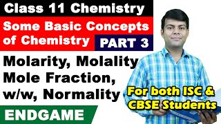 Basics of Chemistry  Part 3  Conc Terms  Molarity Molality Mole fraction  Class 11 Chemistry [upl. by Monika]