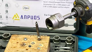 Damaged Bolt amp Screw Removal Made Easy ANPUDS  21 Piece Extractor Set  Put To The Test [upl. by Laekcim]