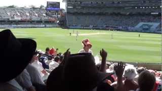 Barmy Army Jimmy Saville Leads Chant Fifth Day NZ v England Third Test Auckland 26 March 2013 [upl. by Tacklind]