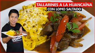 LOMO SALTADO CON TALLARINES A LA HUANCAINA  Comida Peruana [upl. by Marni]