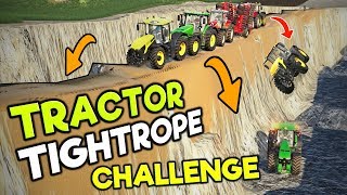 TRACTOR TIGHTROPE CHALLENGE  EACH ROUND THE ROAD CRUMBLES [upl. by Nahgaem]