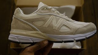 New Balance x Stussy 990v4 Quick Look  On Feet Stussy Cream [upl. by Roseanne]