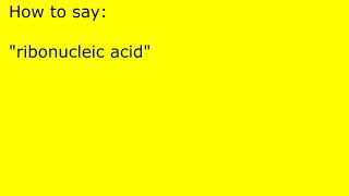 How to pronounce ribonucleic acid [upl. by Anirtep]