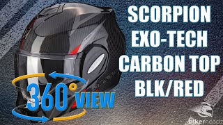 Scorpion EXO TECH CARBON TOP BLK RED motorcycle helmet 360° 4K Video  Bikerheadzcouk [upl. by Edmanda459]