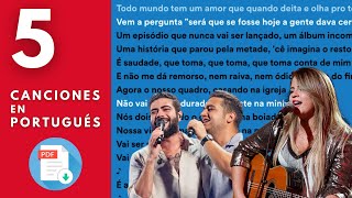 5 CANCIONES EN PORTUGUÉS  EXPLICADAS  MARZO 2023  LETRAS [upl. by Noraha]