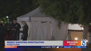 Police investigate pair of deadly Los Angeles neighborhood shootings [upl. by Suixela597]