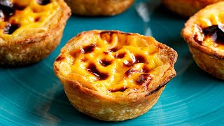 Pastel de Nata  Portuguese Custard Tarts Recipe [upl. by Ecnirp314]