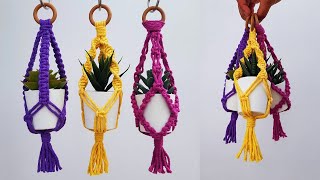 DIY 3 mini PORTAMACETAS en MACRAME paso a paso  DIY 3 Mini Macrame Plant Hanger Tutorial [upl. by Eri]