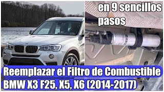 Reemplazar el Filtro de Combustible gasóleo BMW X3 F25 X5 X6 20D en 9 sencillos pasos [upl. by Esertap]