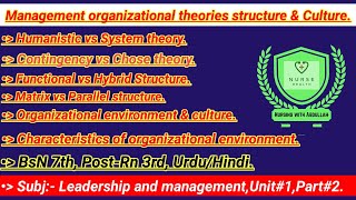 Management organizational theories structure in urduBsn 7thPostRn 3rdUnit1Part2 LampM [upl. by Mays]