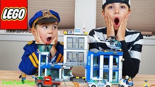 Costume Pretend Play  Lego City Police Station  JackJackPlays [upl. by Adnal898]