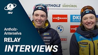 World Cup 2223 Antholz Women Relay Interviews [upl. by Esirrehc]