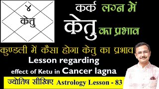 केतु का कर्क लग्न के विभिन्न भावों में शुभअशुभ प्रभाव  effect of Ketu in Cancer lagna lesson 83 [upl. by Celtic]