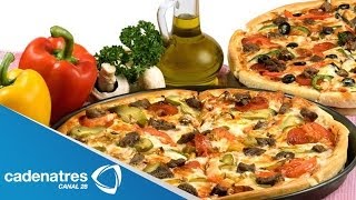 Receta de Pizza de Dos Quesos  Cómo hacer Pizza de Dos Quesos [upl. by Nauqet]